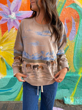 Load image into Gallery viewer, Wild Horses Box Raglan Crew Sweater in Stone - All About Eve