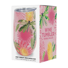 Load image into Gallery viewer, Pink Banksia Wine Tumbler Stainless Steel