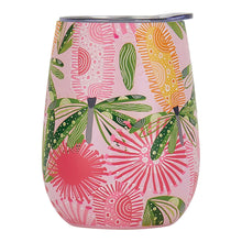 Load image into Gallery viewer, Pink Banksia Wine Tumbler Stainless Steel