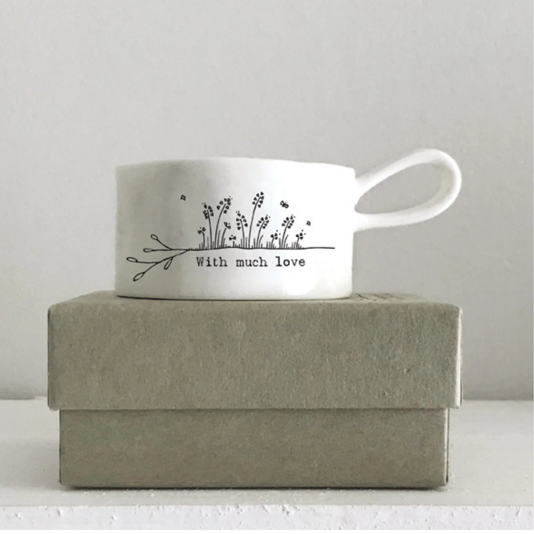 'With Much Love' Porcelain Handled Tea Light Holder