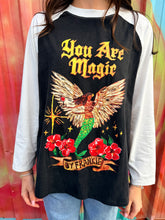 Load image into Gallery viewer, Black &amp; White 'You Are Magic' Raglan Long Sleeve Tee - By Frankie
