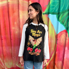 Load image into Gallery viewer, Black &amp; White 'You Are Magic' Raglan Long Sleeve Tee - By Frankie