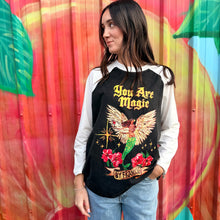 Load image into Gallery viewer, Black &amp; White 'You Are Magic' Raglan Long Sleeve Tee - By Frankie