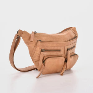 Tan Bradshaw Zipped Leather Waist/Crossbody Bag - Cobb & Co