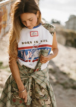 Load image into Gallery viewer, Born in Aus Camo Raglan Tank - Farmer By Whitney