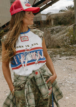 Load image into Gallery viewer, Born in Aus Camo Raglan Tank - Farmer By Whitney