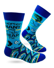 Load image into Gallery viewer, 'Women Want Me, Fish Fear Me' Men's Crew Socks