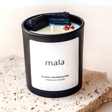 Load image into Gallery viewer, Black Tourmaline Crystal Infused Candle: Patchouli / Black Jar