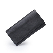 Load image into Gallery viewer, Black leather wallet on a white background