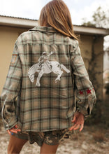 Load image into Gallery viewer, Military Check Boyfriend Button Up Shirt - Farmer By Whitney