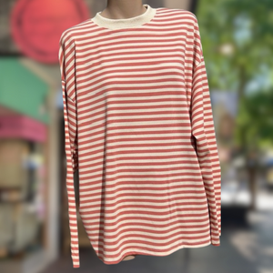 Peach/Beige Stripe Long Sleeve Tee - By Frankie