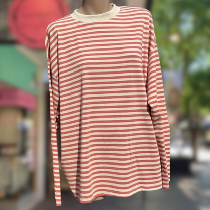 Peach/Beige Stripe Long Sleeve Tee - By Frankie