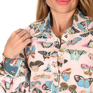 "Scarlett" Top in Emerge Pink Butterfly Print - Palm Cove