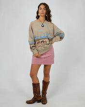 Load image into Gallery viewer, Wild Horses Box Raglan Crew Sweater in Stone - All About Eve