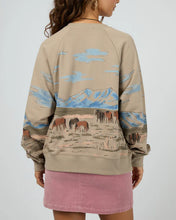 Load image into Gallery viewer, Wild Horses Box Raglan Crew Sweater in Stone - All About Eve