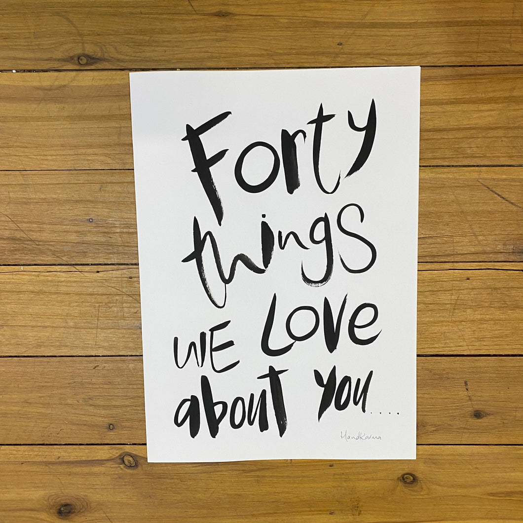 Forty things we love about you - HK A4 Card