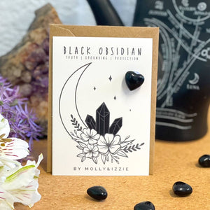 Black Obsidian Crystal on Card