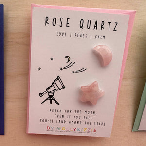 Rose Quartz Star & Moon Crystals on Card