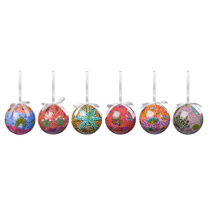 6 pack Indigenous Christmas Baubles by Artists of Ampilatwatja