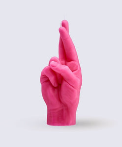 Crossed Fingers Candle Hand - Pink