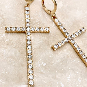 Cross Huggies - Gold Crystal