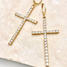 Load image into Gallery viewer, Cross Huggies - Gold Crystal