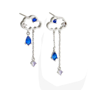 Cloudy Blue Crystal Shower Earrings