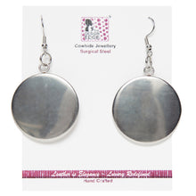 Load image into Gallery viewer, Black &amp; White Cowhide Round Drop Earrings