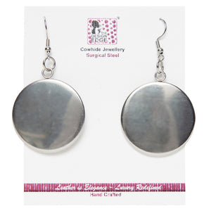 Black & White Cowhide Round Drop Earrings