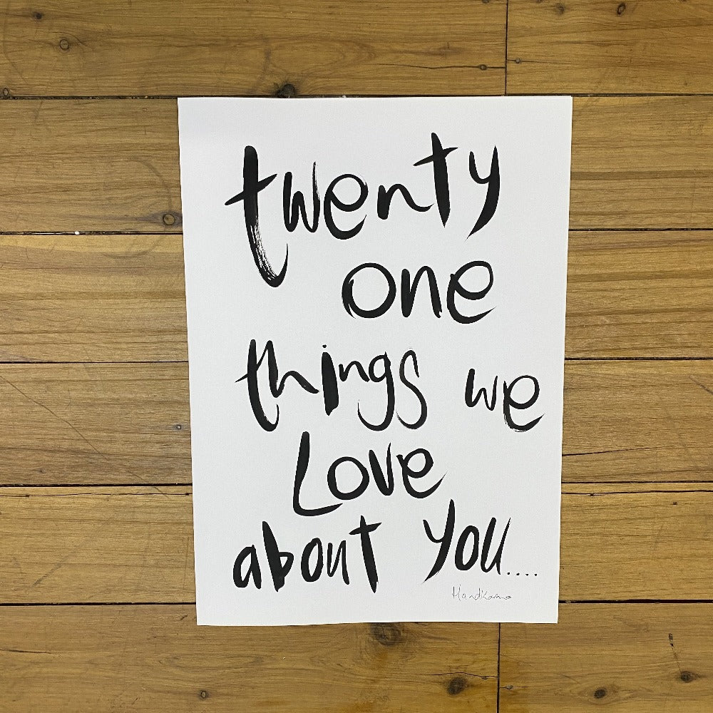 Twenty One Things We Love About You - HK A4 card