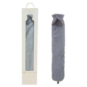Grey Long Hot Water Bottle - Faux Fur