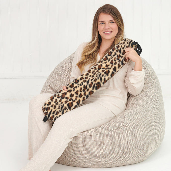 Leopard Long Hot Water Bottle - Faux Fur