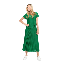 Load image into Gallery viewer, Emerald Lurex Pleated Skirt