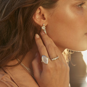 Cluster Moonstone & Opal Earrings
