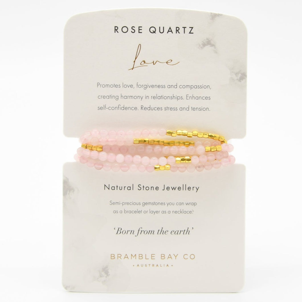 'Love' Rose Quartz Wrap Crystal Bracelet