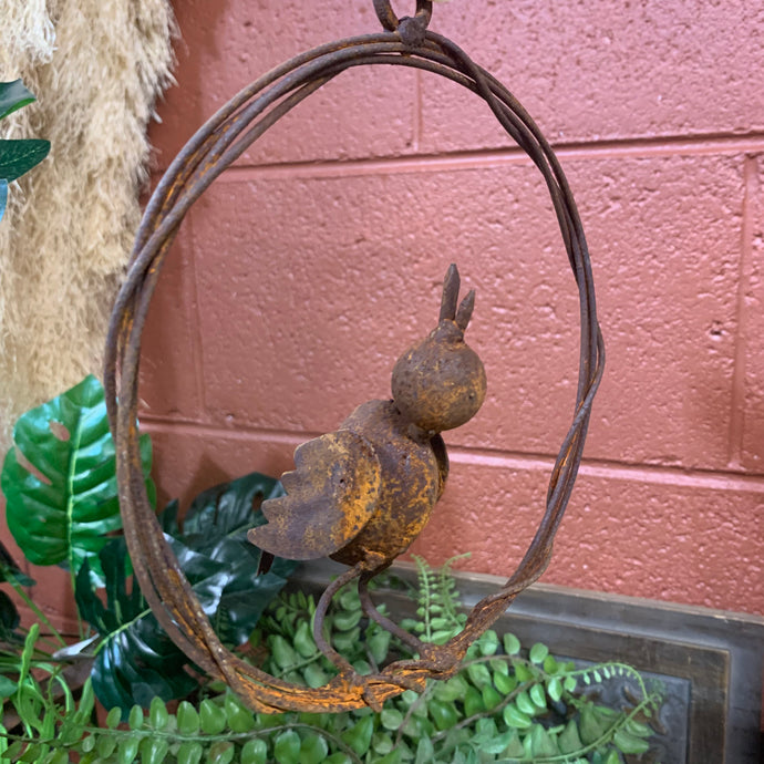 Rusted Bird Ring - Hanging Garden Ornament