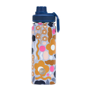 Stainless Steel Watermate Drink Bottle 550ml - Floral Puzzle Mustard