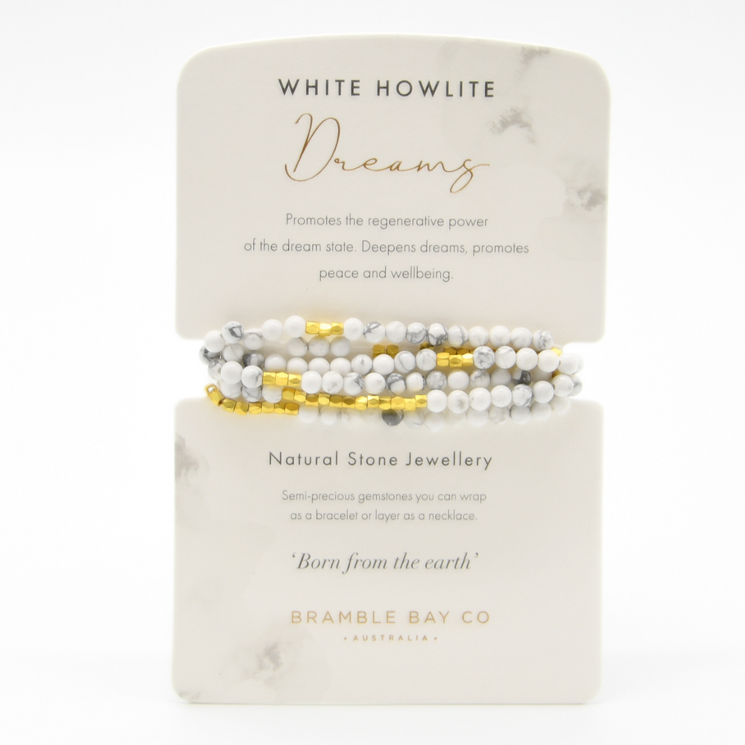 'Dreams' White Howlite Wrap Crystal Bracelet