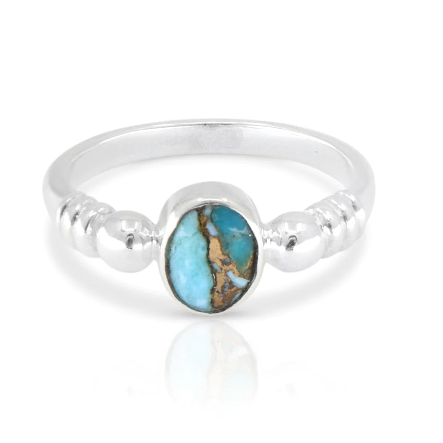 Harper Copper Turquoise Silver Ring