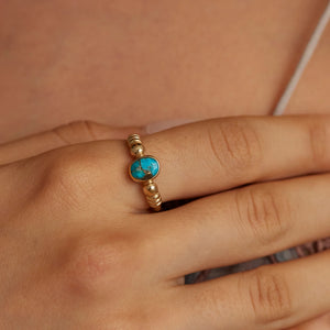 Harper Copper Turquoise Gold Ring - ToniMay