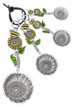Load image into Gallery viewer, Sunflower/Honey Bee Measuring Spoons (set of 4)