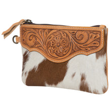 Load image into Gallery viewer, Para Tan &amp; White Cowhide Clutch with Tooling Details
